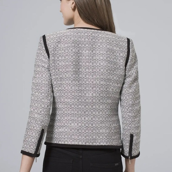 White House Black Market Contrast Tweed Zip Blazer Jacket 2 XS - Picture 3 of 12